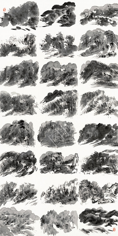 近现代 刘知白 泼墨千山万水六条屏02 60x119cm